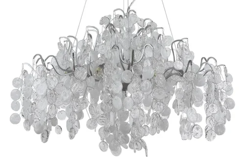 Люстра подвесная TENERIFE SP9 SILVER Crystal Lux белая прозрачная на 9 ламп, основание серебряное в стиле арт-деко  фото 2